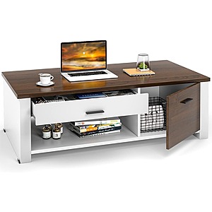 Giantex Rectanglular Coffee Table w/ Front & Back Drawers + Storage areas $89.99 + Free Shipping
