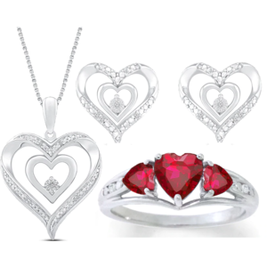 3-Piece Kay Diamond Accent Heart Sterling Silver Earrings, Necklace and Ring Set $60 ($20 each) + Free Shipping