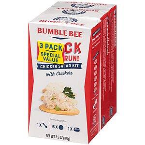 Bumble Bee Snack on the Run Chicken Salad with Crackers Kit, Ready to Eat, Spoon Included - Shelf Stable & Convenient Protein Snack, 3.5 Ounce (Pack of 3) $2.13