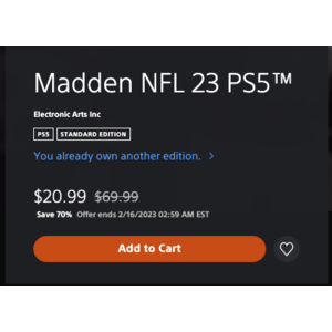 Madden NFL 23 PS5 Digital Download $20.99