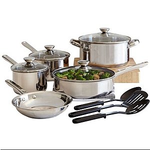 12-Piece Cooks Stainless Steel Cookware Set w/ Filler Item  $1 after $20 Rebate + Free In-Store Pickup