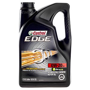 Castrol EDGE 0W-20 Advanced Full Synthetic Motor Oil, 5 QT (Prime Day deal $3 off) $16.48