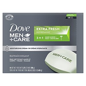 14-Count 3.75-Oz Dove Men+Care 3 in 1 Body & Face Cleanser Bars (Extra Fresh) 2 for $20.46 ($10.23 each) w/ S&S + Free Shipping