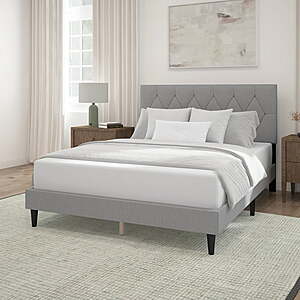 Mainstays Hillside Diamond Tufted Upholstered Platform Bed (Queen, Various) $109 + Free Shipping