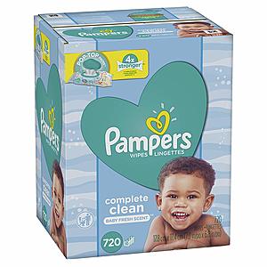1440-Count Pampers Baby Wipes Complete Clean Scented 10X Pop-Top Packs (2x 720 Count) for $19.57