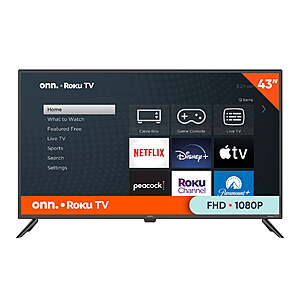 43" ONN 1080p Full HD LED Roku Smart TV $98 + Free Shipping