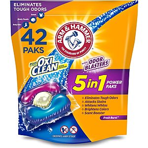 42-Ct Arm & Hammer Plus OxiClean w/ Odor Blasters Laundry Detergent Power Paks $5.59 & More w/ S&S + Free Shipping w/ Prime or on $35+