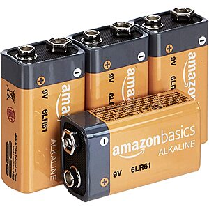4-Pack Amazon Basics 9V All-Purpose Alkaline Batteries $4.40