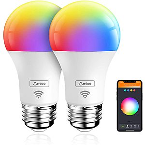2-Pack Amico LED Smart Light Bulb (Multicolor) $9.99 + Free Shipping w/ Prime or $25+