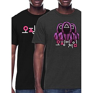 2-Pack Men's Graphic T-Shirts: Squid Game Guards and Logo $12 & More + Free S&H Orders $35+