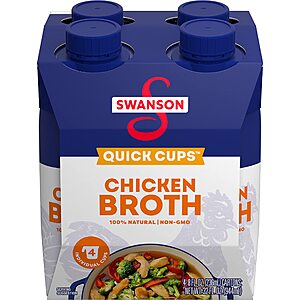 4-Pack Swanson Chicken Broth Quick Cups $3.74 w/ S&S + Free Shipping w/ Prime or on $35+
