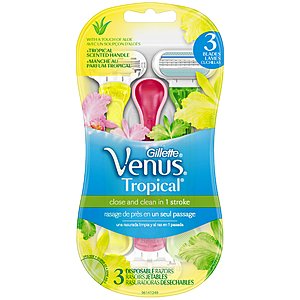 3-Pack Women's Gillette Venus Tropical Disposable Razor $3.60 & More w/ S&S + Free S&H