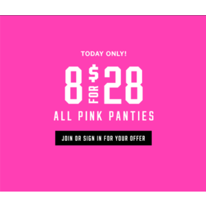 Victoria's Secret 5/23 All PINK Panties 8 for $28 for Members/Cardholders