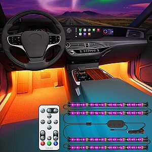 Govee RGB LED Car Lights, 32 Colors, Music Sync, 2 Lines Design Controlled by Remote and Control Box $6.99+ FS with PRIME