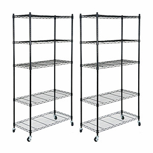2 x 5-Tier Wire Shelves w/ Casters (30" L x 14.2" W x 63" H) $74.06 + Free Shipping