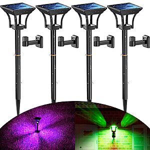 Lightning Deal: 4-Pack Cinoton WRGB Outdoor Solar Landscape Pathway Lights $14.49 + Free Shipping