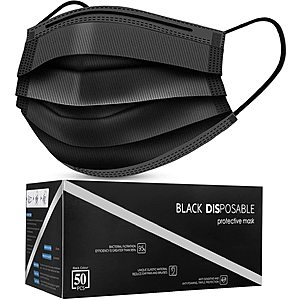 Black Disposable Face Masks (50 Pack) - $7.34 AC