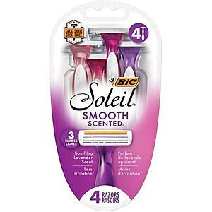BIC Disposable Razors: 4-Ct Soleil Women's Smooth Scented (Lavender) $1.20 & More + Free Store Pickup ($10 Minimum Order)