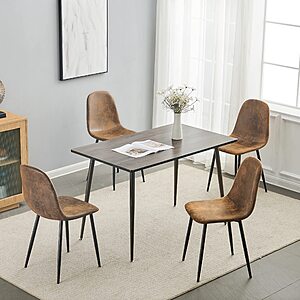 wOod-it Dining Chairs Set of 4, Pre Assembled Suede Fabric Brown Chair Set Upolstered with Metal Legs Mid Century Modern for Dining Room, Kitchen, 20.5" D x 15.7" W x 33.9" H $99