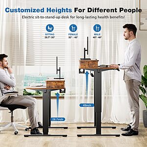 DUMOS 48 Inch Electric Standing Desk with Double Drawers Height Adjustable Sit Stand Up PC Work Table Ergonomic Rising Home Office Computer Workstation with Storage Shelf $89.99