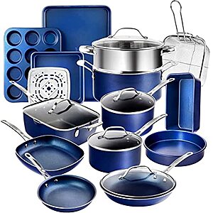 20-Piece GraniteStone Blue Pots & Pans Cookware Set $152.50 + Free Shipping