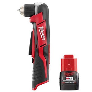 Milwaukee M12 12-Volt Lithium-Ion Cordless 3/8 in. Right Angle Drill  M12 2.0 Ah Battery - $79