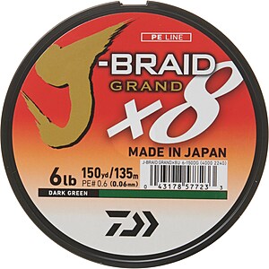 Daiwa J-Braid Grand x8 Braided Fishing Line - 150 yd, 6lb for $8
