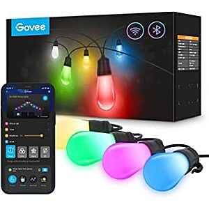 96ft Govee WiFi RGBIC Outdoor String Lights, Dimmable Warm White IP65 Waterproof Work w/ Alexa - $57.99+ FS with PRIME