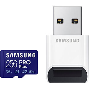 256GB Samsung PRO Plus A2 V30 microSDXC UHS-I Memory Card w/ USB Adapter $23.50 + Free Shipping