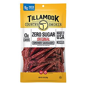 10oz. Tillamook Country Smoker Keto Friendly Zero Sugar Smoked Sausages $8.20 & More