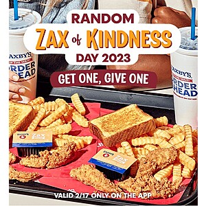 Zaxby's: Buy 1, Get 1 Free Big Zax Snak Combo Meal on 2/17 via Mobile App