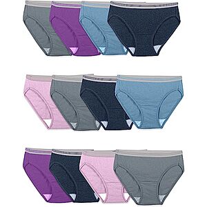 12-Pack Fruit of the Loom Women's Eversoft Tag-Free Cotton Blend Bikini Underwear $15