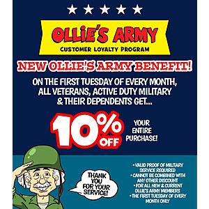 Ollie's Bargain Outlet: Military Appreciation Day is the First Tuesday of EVERY Month (10% Off Entire Purchase)
