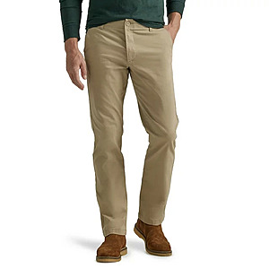 Lee Men's Flat Front Chino with Motion Flex Waistband Pant (Khaki or Black) $16.55