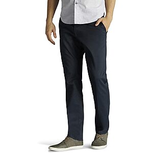 Lee Men's Extreme Motion Flat Front Slim Straight Pants (Navy or Painter Gray) $17