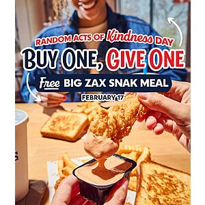 Zaxby's: Buy One, Get One Big Zax Snak Meal (Valid 2/17 Only)