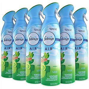 6-Pk 8.8-Oz Febreze Air Freshener & Odor Eliminator Sprays (Gain Original Scent) $5.95