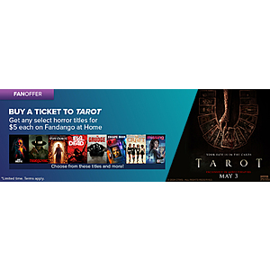 Buy Tarot Movie Ticket via Fandango, Get $5 Off Select Horror Digital Movie from Fandango at Home