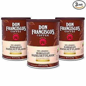 Don Francisco's Coffee: 3-Pk 12oz 100% Arabica Hawaiian Hazelnut Ground Coffee $10.30 & More w/ S&S + Free S/H