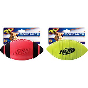 2-Pack 7" Nerf Dog Squeaker Rubber Football Dog Toy $6.10