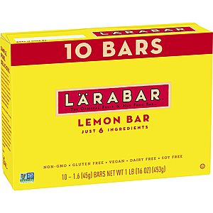 10-Ct 1.6-Oz Larabar Gluten Free Bars (Lemon) 2 for $10.85 & More w/ Subscribe & Save