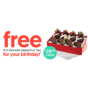 Edible Arrangements: Free 12-Count Dipped Fruit Box ($29.99 value) for Birthday Club Members that spend $29+ each year
