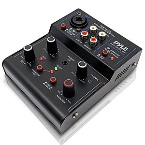 Pyle 2-Channel Wireless BT Streaming Mini Audio Mixer\ Mixer with USB Audio Interface with Phantom Power $24 at Walmart