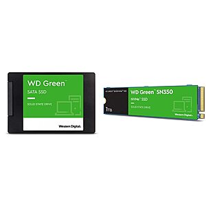 Western Digital 1TB WD Green Internal SSD Solid State Drive & 1TB WD Green SN350 NVMe Internal SSD Solid State Drive - WDS100T3G0C $52.51 Amazon
