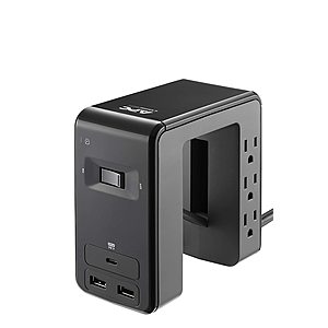 APC Desk Mount Power Station, 6 Outlet U-Shaped Surge Protector, 1080 Joule of Surge Protection with 1 Type C USB Charging Port, and 2 Type A Charging Ports (PE6U21), Black $22.94