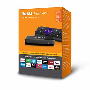 Roku Premiere | HD/4K/HDR Streaming Media Player with Simple Remote and Premium HDMI Cable $29