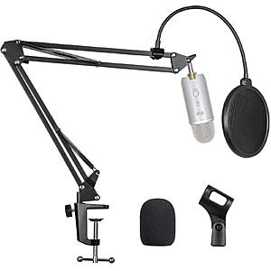 Microphone Suspension Scissor Boom Bracket Stand w/ Pop Filter + Mic Holder $13.20