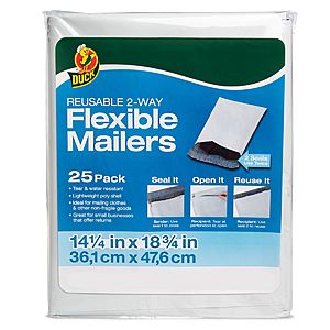 25-Pack Duck Brand Reusable Flexible Mailers $3.25