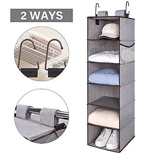 StorageWorks 6-Shelf Hanging Closet Organizer Mixing of Brown and Gray $12.50 + Free Shipping w/ Prime or Orders $25+