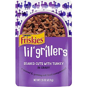 16-Ct 1.55-Oz Friskies Lil' Grillers Wet Cat Food Pouches (Turkey) $7.55 + Free Shipping w/ Amazon Prime or Orders $25+